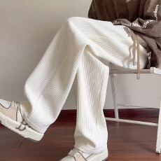 灯芯绒薄款裤子男二旭春秋垂感宽松直筒百搭阔腿休闲情侣长裤潮