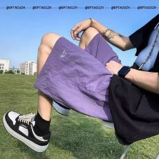 批发冰丝皱布】夏季二旭印花速干透气运动裤时尚百搭宽松青年嘻哈短裤