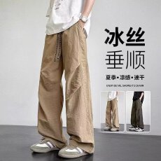 批发美式潮流街区直筒伞兵冲锋休闲裤男生夏季薄款宽松垂感透气阔腿裤