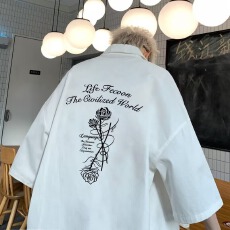 衬衫短袖男极 致百搭时尚夏季薄款宽松休闲五分袖衬衣外套情侣