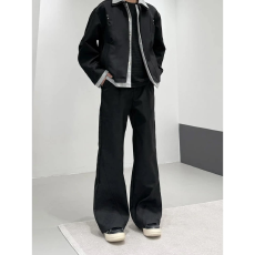 刺绣300克西裤花纹黑衣设计感休闲微喇西裤男女直筒百搭长裤潮