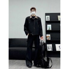 批发皮领夹克】美式正派高街外套男款潮牌cleanfit高级感痞帅飞行员服