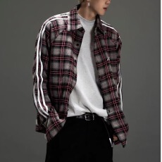 刺绣衬衫格子简风宽松长袖男女2026春秋新款韩版慵懒风休闲外套