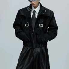 蛇皮衣拼接海马毛2026二罗美式翻领皮衣外套男春秋宽松机车夹克