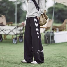 立体裤头内包边复古潮流街区条纹休闲裤男春秋直筒阔腿裤运动