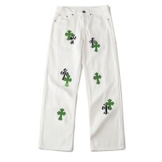 批发贴皮牛仔裤】2026新一派<b class='q'>春</b>秋夏高级轻奢牛仔裤十字架宽松直筒裤男