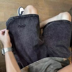 美式淘潮ins街头水洗牛仔裤子男短裤夏季薄款宽松潮牌痞帅五分裤