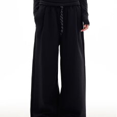 索罗娜复牛奶丝褶皱揭潮坊卫裤男春夏宽松直筒百搭运动休闲长裤