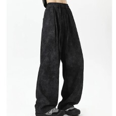 扎染褶皱魔王肌理感垂感休闲裤男潮流复古水洗做旧夏季宽松长裤