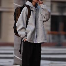 批发华棉420克 格子内檐<b class='q'>卫衣</b>】开衫南风街区宽松连帽夹克男女春秋<b class='q'>外套</b>