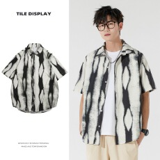 衬衫2026高级感翻领衬衣简约休闲宽松短袖男装上衣夏