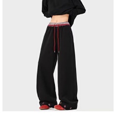 批发2026华宇春夏<b class='q'>美式</b>运动裤男直筒<b class='q'>休闲</b>裤子宽松阔腿弯刀裤长裤情侣