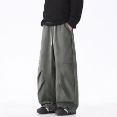 批发<b class='q'>美式</b>欧派星弯刀拼接卫裤男春夏重磅香蕉裤子宽松直筒阔腿<b class='q'>休闲</b>裤