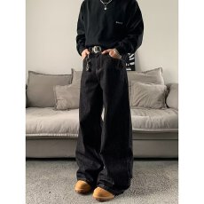 批发原版质量 原牛】<b class='q'>牛仔裤</b>男极潮帮潮牌百搭阔腿裤子宽松直筒长裤夏