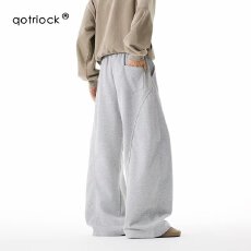 批发华棉复合】柳叶优质弯刀裤男<b class='q'>春</b>夏阔腿宽松松弛感裤子廓形镰刀卫裤