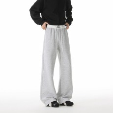 华棉立体包边 美式14K腰头撞色微喇运动卫裤男宽松垂感百搭阔腿