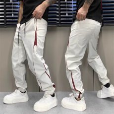 批发2026<b class='q'>春</b>夏秋季新款条纹松紧腰休闲裤男款束脚裤撞色宽松运动防风