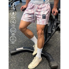 批发140克网眼】夏季白茶与玫瑰薄款速干透气四分运动裤男女五分短裤