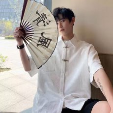 批发提花<b class='q'>衬衫</b>】<b class='q'>短袖</b>二罗分店<b class='q'>男士</b>2026夏季潮牌高级感宽松纯色提花<b class='q'>衬衫</b>