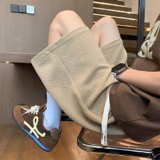 提花纹短裤运动长隆短裤男士2026夏宽松直筒裤子美式休闲五分裤