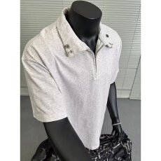 批发美式欧派星潮牌金属装饰短袖POLO衫男<b class='q'>春</b>夏季复古宽松情侣休闲T恤