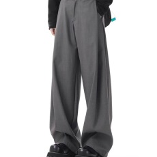 日系复古休闲西裤挺括宽松直筒阔腿拖地裤垂感春夏季商务长裤男