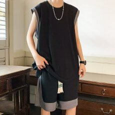 批发套装】情侣潮牌侠男夏季潮牌搭配一套帅气休闲运动背心短裤两件套