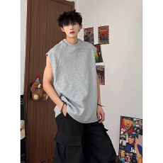 凉感高弹太空棉健身潮男品味运动背心男夏拼接解构无袖t恤坎肩