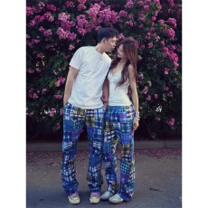 休闲裤子彩色衣锐格子裤男春秋季垂感速干运动裤子宽松直筒长裤