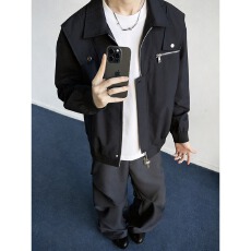 批发美式南极牛休闲宽松韩版外套男款春秋复古翻领<b class='q'>夹克</b>高级感痞帅工装