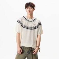 超凉感冰丝针织提花艺汐短袖上衣男女日系潮牌休闲百搭半袖T恤