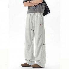 批发桃心欧派星格纹拼接卫裤男女春<b class='q'>秋</b>夏潮牌重磅百搭休闲裤垂感阔腿裤