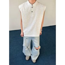 批发曼巴棉背心T恤】亨利领揭<b class='q'>潮</b>坊短袖男款夏季t恤cleanfit无袖polo衫