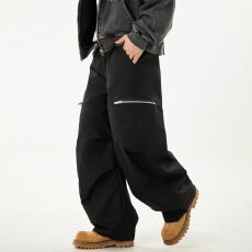 批发春<b class='q'>秋</b>高街汇潮牌复古日系多口袋宽松纯色直筒工装男休闲长裤直筒裤