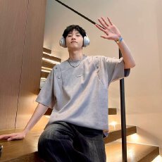 鹿皮绒夏季南方露营趣味插画短袖圆领简约男女短袖T恤休闲半袖