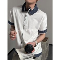 250克人棉空气层短袖男潮公子t恤2026夏季修身圆领针织上衣男