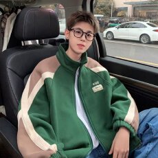 批发320克原版高质量】开衫正派运动<b class='q'>卫衣</b><b class='q'>男</b>女春秋季撞色上衣外套休闲