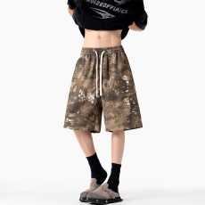 批发【高质量】<b class='q'>夏</b>季以慕琦宽松直筒短裤篮球运动迷彩抽绳工装五分裤男