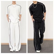 批发窄版揭潮方阔腿裤男春秋夏高腰垂感直筒拖地长裤宽松显瘦休闲裤