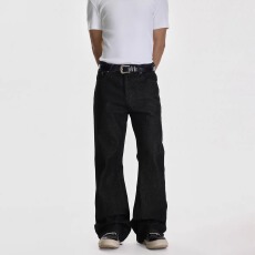 刺绣 牛仔裤老钱风新风格休闲裤男女款微喇直筒cleanfi丁字裤子