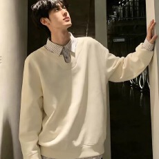 批发假两件 纯棉复合】翻领魔王<b class='q'>卫衣</b><b class='q'>男</b>女春季宽松拼接Polo领休闲外套