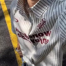 批发<b class='q'>衬衫</b>男十八先生夏季翻领休闲美式撞色条纹字母印花<b class='q'>衬衣</b>打底衫上衣