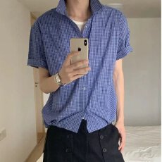 批发冰丝揭潮坊夏季<b class='q'>男士</b>短袖<b class='q'>衬衫</b>印花高级感<b class='q'>衬衣</b>薄款凉爽半袖上衣服