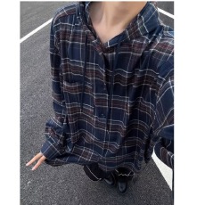 批发复古十八格子纹连帽衬衫外套男女<b class='q'>春</b>秋季潮流宽松休闲长袖衬衣上衣