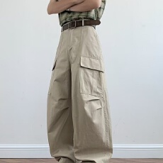 批发【洗水棉多口袋二浩休闲工装裤<b class='q'>男</b>美式复古直筒宽松垂感阔腿<b class='q'>裤子</b>