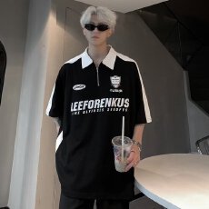 批发【 高质量珠地机车POLO夏季龍盛薄款短袖男情侣半袖宽松<b class='q'>t</b><b class='q'>恤</b>上衣