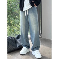 批发潮男牛仔先生夏季新款个性字母<b class='q'>牛仔裤</b>嘻哈ins潮高街潮流痞帅长裤