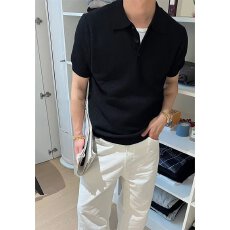 批发冰丝 高质量】夏季魔城老钱风polo衫<b class='q'>男</b>士针织衫短袖T恤<b class='q'>男</b>翻领上衣