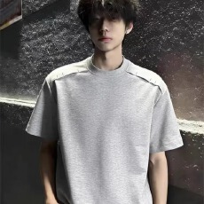 批发曼巴棉】美式集优解构拼接设计短袖男夏季高级感正肩t恤重磅半袖