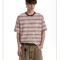 批发索罗娜 条纹】青少年十八先生2026夏季男装五分袖打底衫印花<b class='q'>短袖</b>